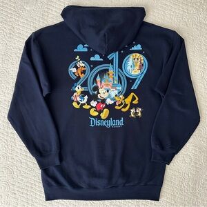 Disney Parks Disneyland 2019 Navy Blue Full Zip Up Hoodie Sweatshirt Adult Large